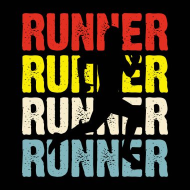 Komik Koşucu Maratoncu Retro Vintage Koşu Tişörtü Tasarımı