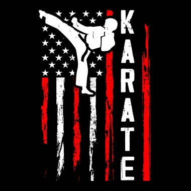 American Flag Funny Karate Taekwondo MMA Training Retro Vintage Karate T-shirt Design clipart