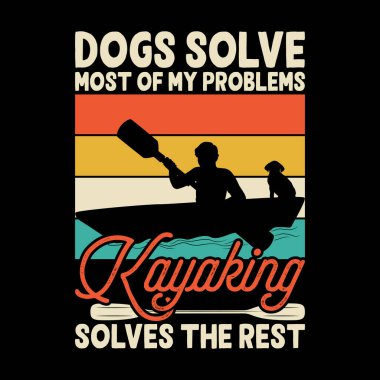 Dog Lover Funny Paddling Bot Retro Vintage Kayak Tişörtü Tasarımı