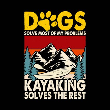 Dog Lover Funny Paddling Bot Retro Vintage Kayak Tişörtü Tasarımı