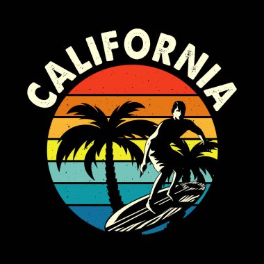 California Komik Sörf Yaz Tatili Vintage Yaz Tişörtü Tasarımı