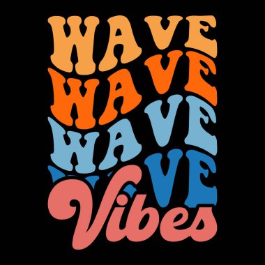 Dalga Titreşimleri Yaz Tatili Vintage Tişört Tasarımı