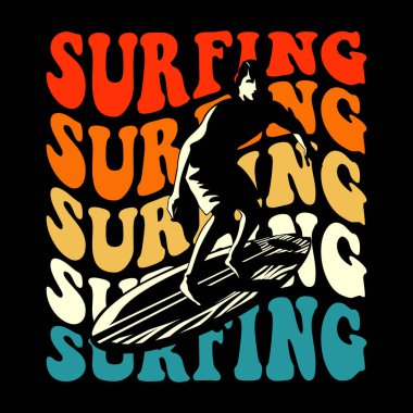 Komik Sörf Yaz Tatili Vintage Yaz Tişörtü Tasarımı