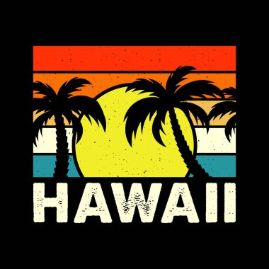 Hawaii Komik Sörf Yaz Tatili Vintage Tişört Tasarımı