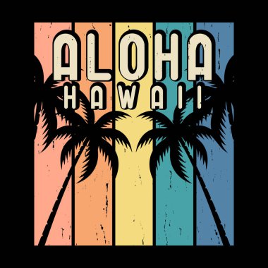 Aloha Hawaii Komik Sörf Yaz Tatili Vintage Yaz Tişörtü Tasarımı