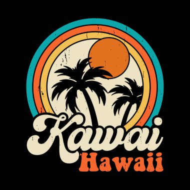Hawaii Komik Sörf Yaz Tatili Vintage Tişört Tasarımı