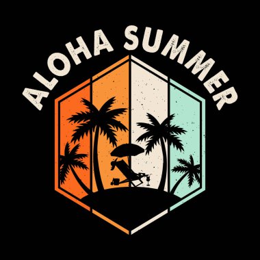 Aloha Yaz Sörfü Yaz Tatili Vintage Yaz Tişörtü Tasarımı