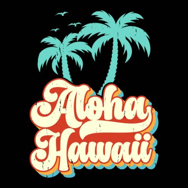 Aloha Hawaii Komik Sörf Yaz Tatili Vintage Yaz Tişörtü Tasarımı