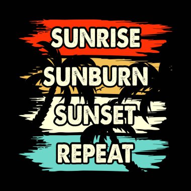 Gündoğumu Günbatımı Komik Sörf Yaz Tatili Vintage Yaz Tişörtü Tasarımı