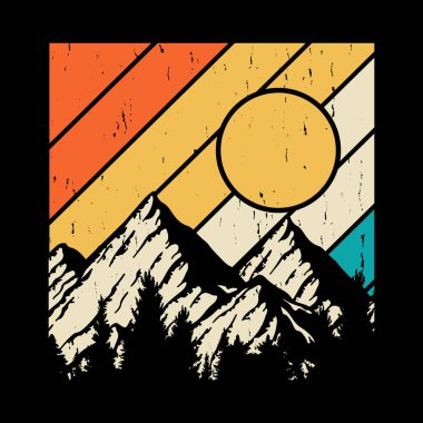 Komik Açık Hava Macera Dağı Doğa Retro Vintage Yürüyüş Tişörtü Tasarımı