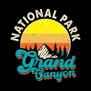 Ulusal Park Grand Canyon Komik Açık Hava Macerası Doğa Retro Vintage Yürüyüş Tişörtü Tasarımı