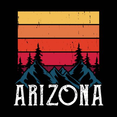 Arizona Komik Açık Hava Macerası Doğa Retro Vintage Hiking Tişört Tasarımı