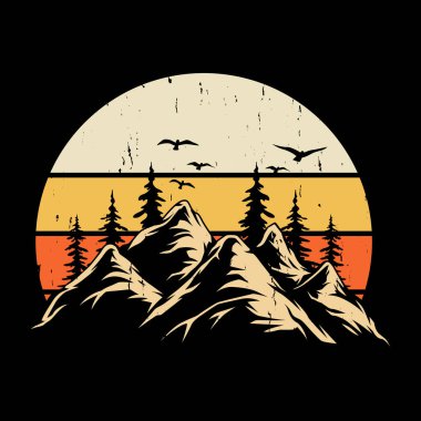 Komik Açık Hava Macera Dağı Doğa Retro Vintage Yürüyüş Tişörtü Tasarımı