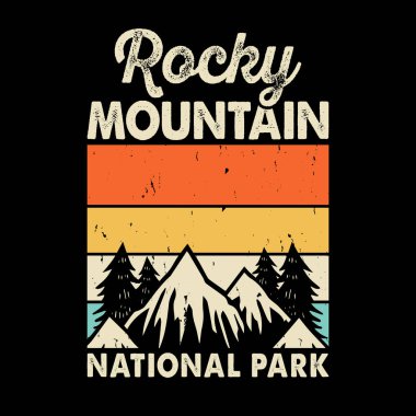 Rocky Dağı Ulusal Parkı Komik Dış Macera Dağı Doğa Retro Vintage Yürüyüş Tişörtü Tasarımı