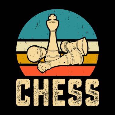 Komik Satranç Oyuncusu Retro Vintage Satranç Tahtası Tasarımı