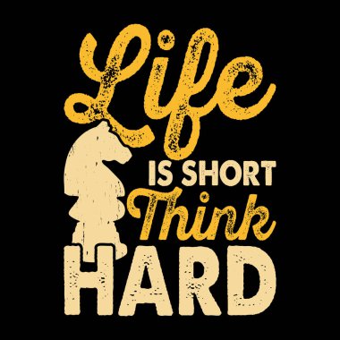 Hayat Kısa Düşün Komik Satranç Oyuncusu Retro Klasik Satranç Tahtası Tasarımı