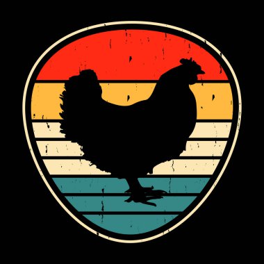 Komik Tavuk Çiftçisi Retro Vintage Tavuk Tişörtü Tasarımı