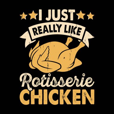 Kızarmış tavuğu gerçekten seviyorum. Komik tavuk çiftçisi. Retro vintage tavuk tişörtü tasarımı.