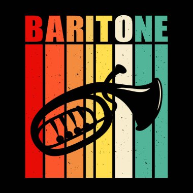 Baritone Funny Musician Music Bass Retro Vintage Musician T-Shirt Design clipart