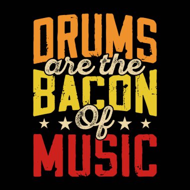 Davullar Müziğin Komik Retro Vintage Davulcu Tişörtü Tasarımı