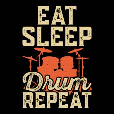 Ye Uyku Davulu Komik Retro Vintage Davulcu Tişörtü Tasarımı