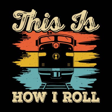 Komik Tren İstasyonu Retro Tren Tasarımı Tişörtü Tasarımı