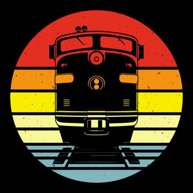 Komik Tren İstasyonu Retro Vintage Tren Tişörtü Tasarımı
