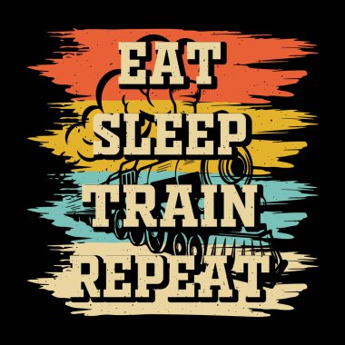 Uyku Treni Tekrarı Komik Tren İstasyonu Retro Vintage Tren Tişörtü Tasarımı