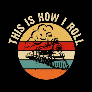 Komik Tren İstasyonu Retro Tren Tasarımı Tişörtü Tasarımı