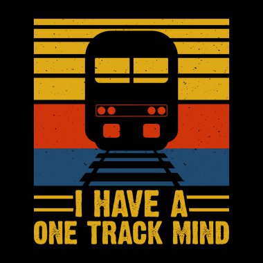 Bir Track Mind Komik Tren İstasyonu Retro Vintage Tren Tişörtü Tasarımı