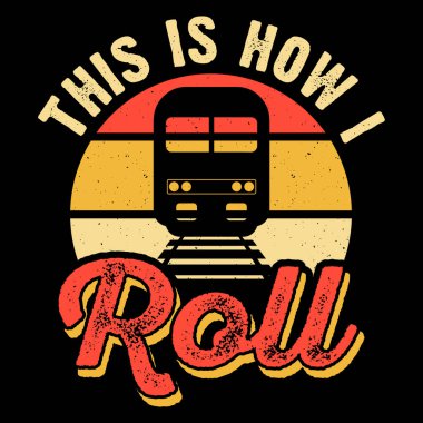 Komik Tren İstasyonu Retro Tren Tasarımı Tişörtü Tasarımı