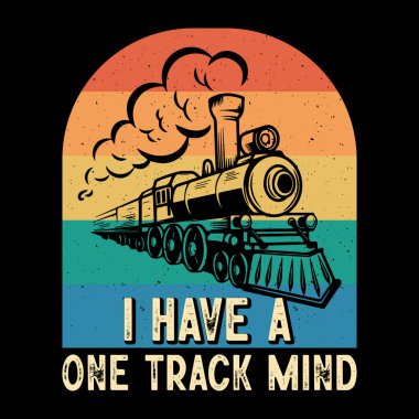 Bir Track Mind Komik Tren İstasyonu Retro Vintage Tren Tişörtü Tasarımı