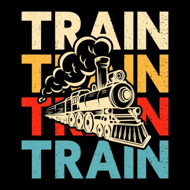Komik Tren İstasyonu Retro Vintage Tren Tişörtü Tasarımı