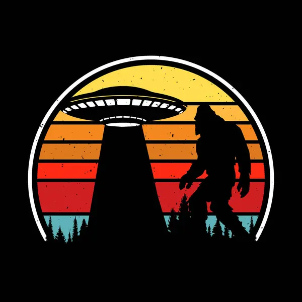 Komik Retro Vintage UFO Uzaylı Tişörtü Tasarımı