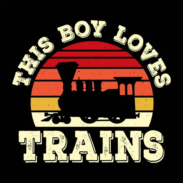 Bu çocuk komik tren istasyonu Retro klasik tren tişörtü dizaynını seviyor.