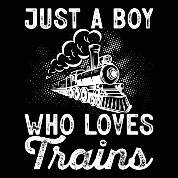 Trenleri seven bir çocuk komik tren istasyonu Retro klasik tren tişörtü tasarımı