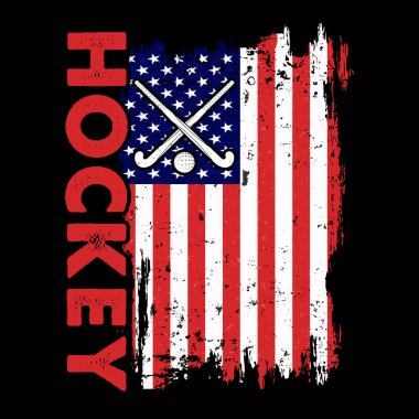 Amerikan Bayrağı Komik Spor Hokey Oyuncusu Hediye Eski Hokey Tişörtü Tasarımı 