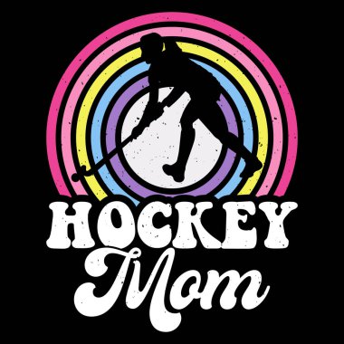 Mom Lover Mother's Day Funny Sports Hockey Player Gift Retro Vintage Hockey T-shirt Design 