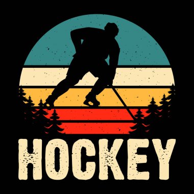 Komik Spor Hokeyi Oyuncusu Hediye Retro Hokey tişörtü Tasarımı 