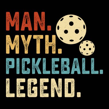 Man Myth Pickleball Legend Funny Pickleball Player Sports Retro Pickleball Tişört Tasarımı