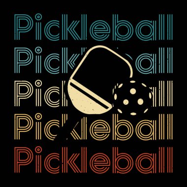 Komik Pickleball oyuncusu Sports Retro Vintage Pickleball tişört tasarımı