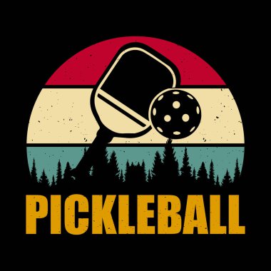 Komik Pickleball oyuncusu Sports Retro Vintage Pickleball tişört tasarımı