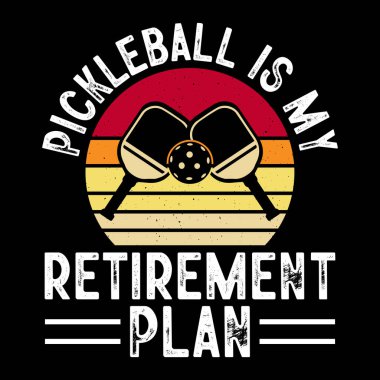 Pickleball Benim Emeklilik Planım Komik Pickleball Oyuncu Sports Retro Pickleball Tişört Tasarımı