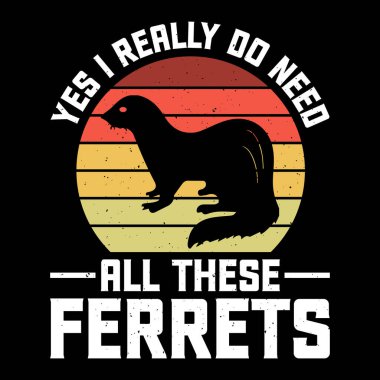 Funny Ferret Retro Vintage Ferret T-Shirt Design clipart