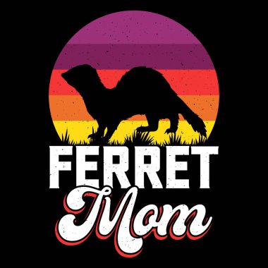 Mom Lover Mother's Day Funny Ferret Retro Vintage Ferret T-Shirt Design clipart