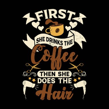 Coffee Lover Funny Berbershop Retro Vintage Barber Tişörtü Tasarımı