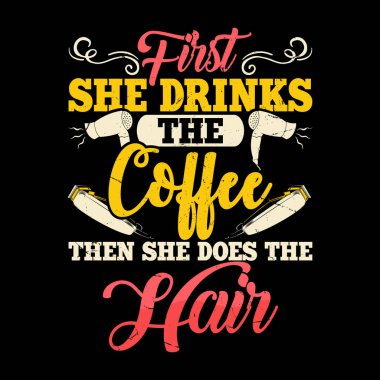 Coffee Lover Funny Berbershop Retro Vintage Barber Tişörtü Tasarımı