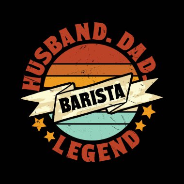 Kocası Barista Legend Funny Coffee Artists Retro Vintage Coffee Barista Tişört Tasarımı