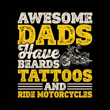 Muhteşem babaların sakallı dövmeleri ve motosikletli komik sakallı antika sakallı tişört tasarımı.