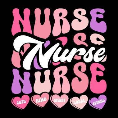 Motivasyonel Kelimeler Tişörtü Tasarımı ile Şirin Retro Hemşire Tipografisi